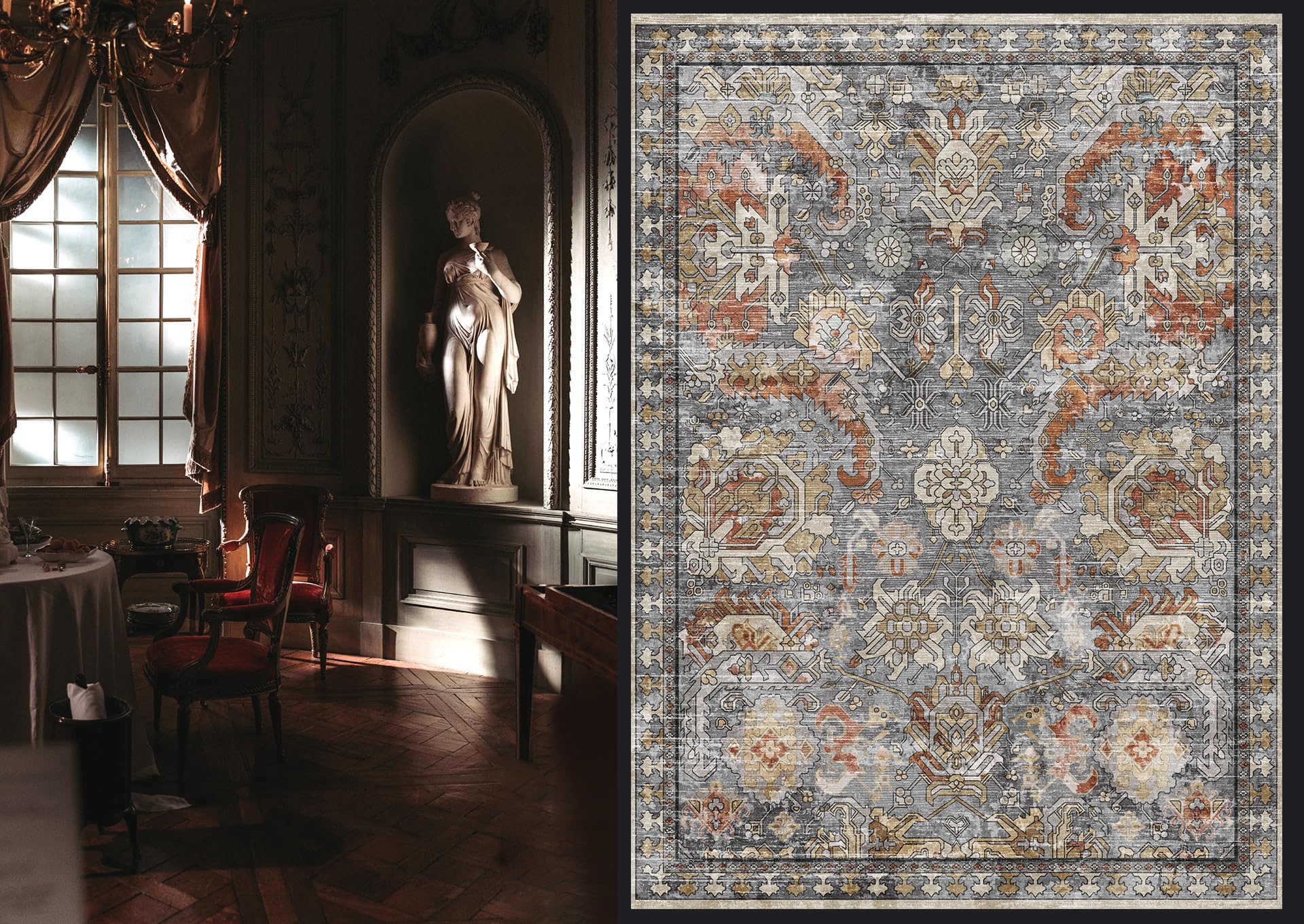 RUGSURE washable rug bedroom provides plush comfort and easy cleaning.