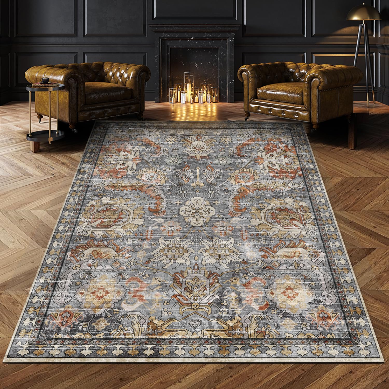 RUGSURE washable rug living room with non-slip backing offers safety and style.