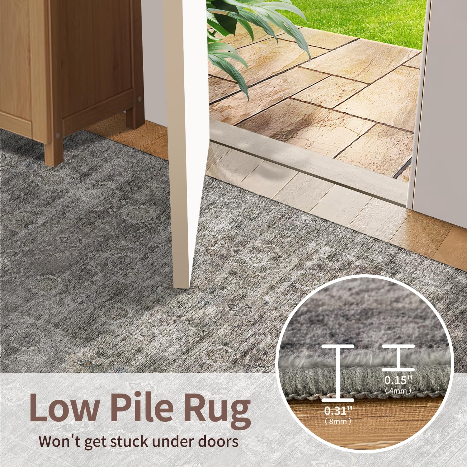 Rugxara machine washable rug 5x7 for deep cleaning