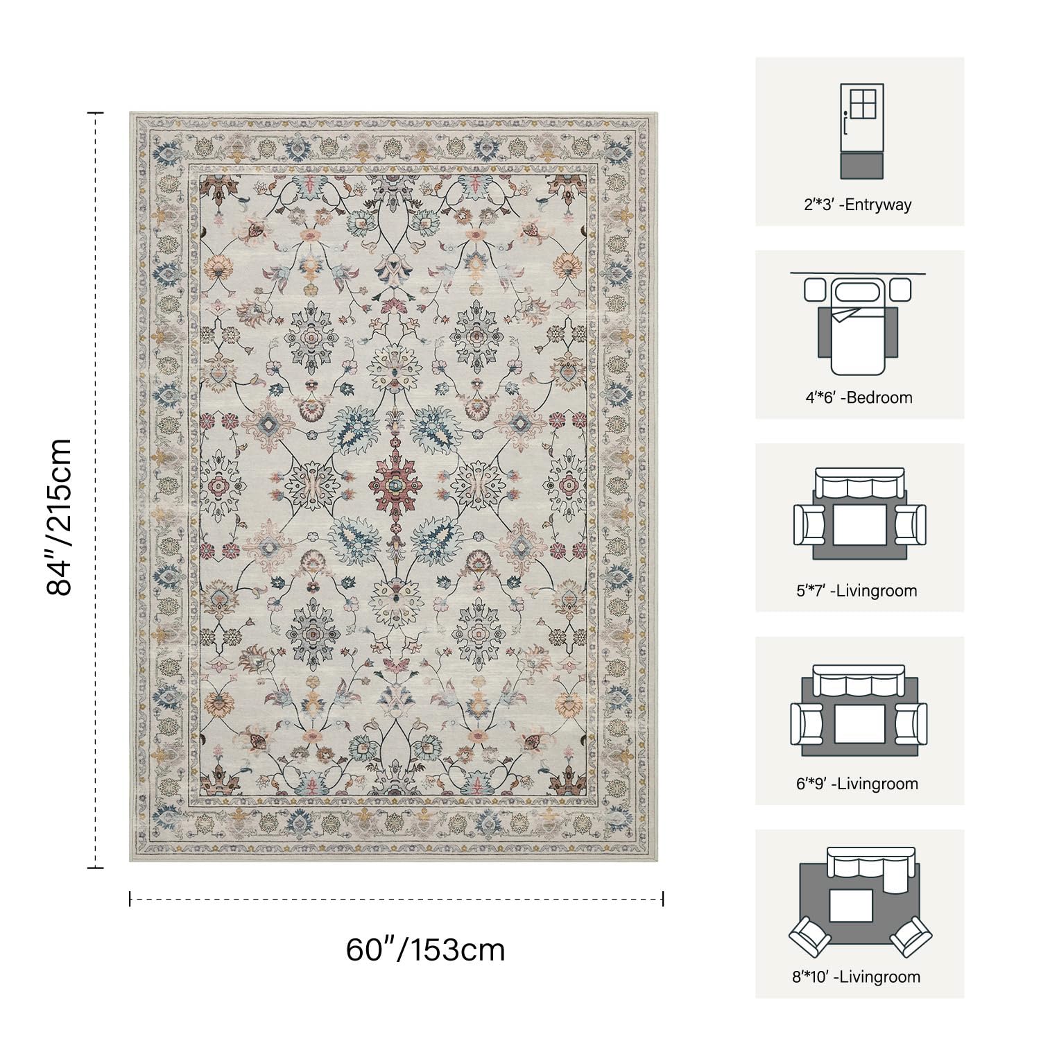 Rugxara non-slip backing rug grey helps keep kids safe during play.