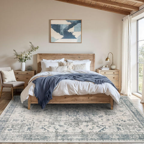 Rugxara ultra-thin low-pile rug fits under furniture and doors with ease