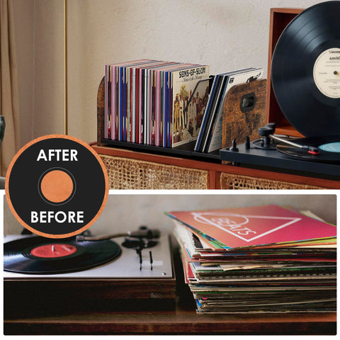 RUILALIFE vinyl rack with sturdy handle for easy moving.