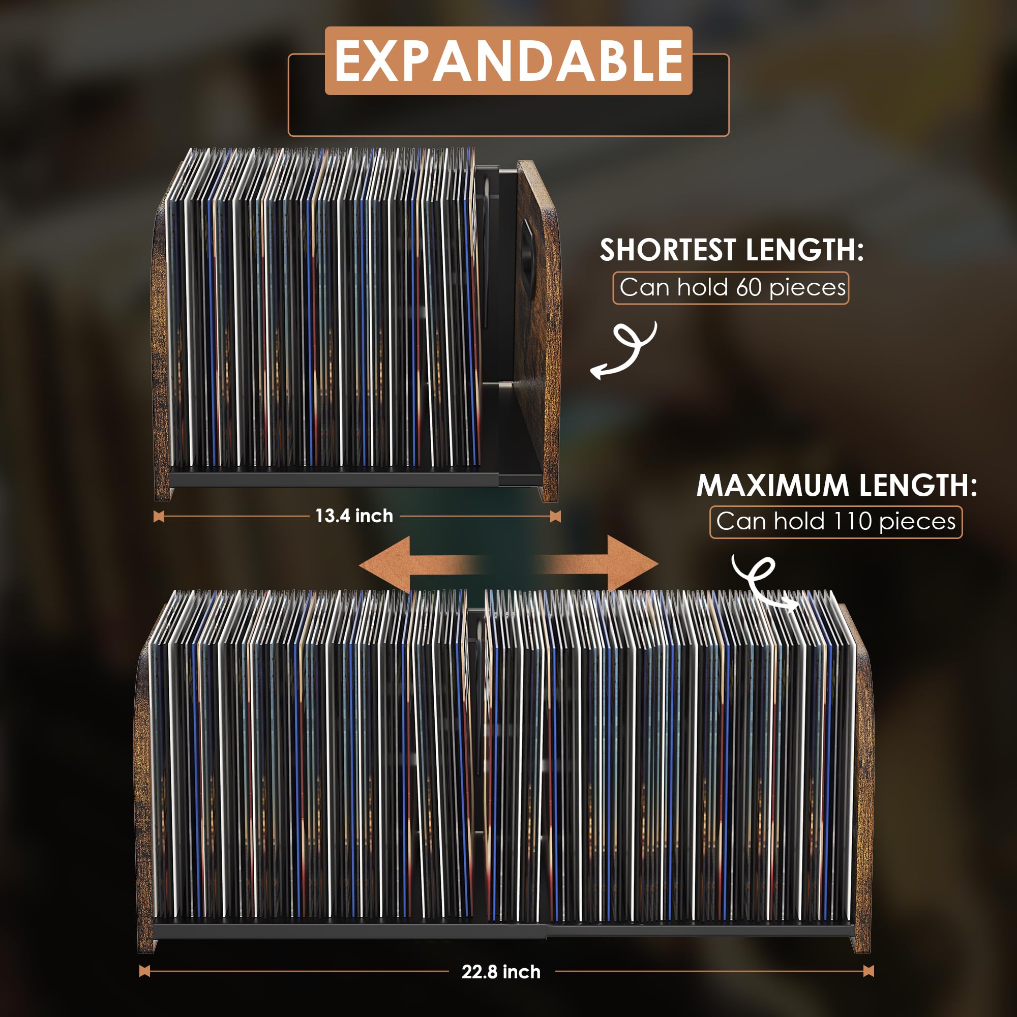 RUILALIFE movable divider keeps vinyl records upright and protected.