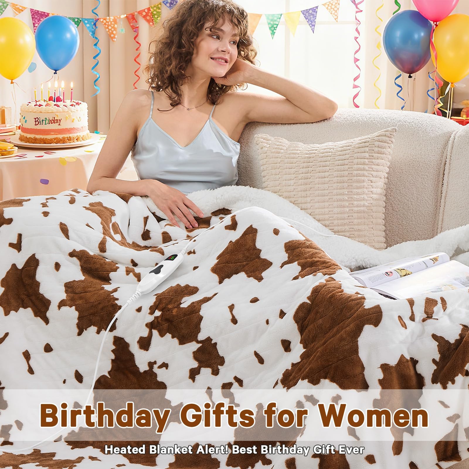 RUJIPO Highland cow brown pattern blanket on bed adding warm decor