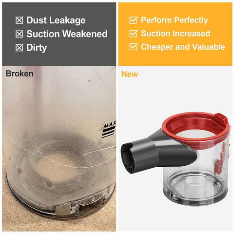 RUKHOOL V8 dust bin lid close-up emphasizing secure cap for mess-free emptying
