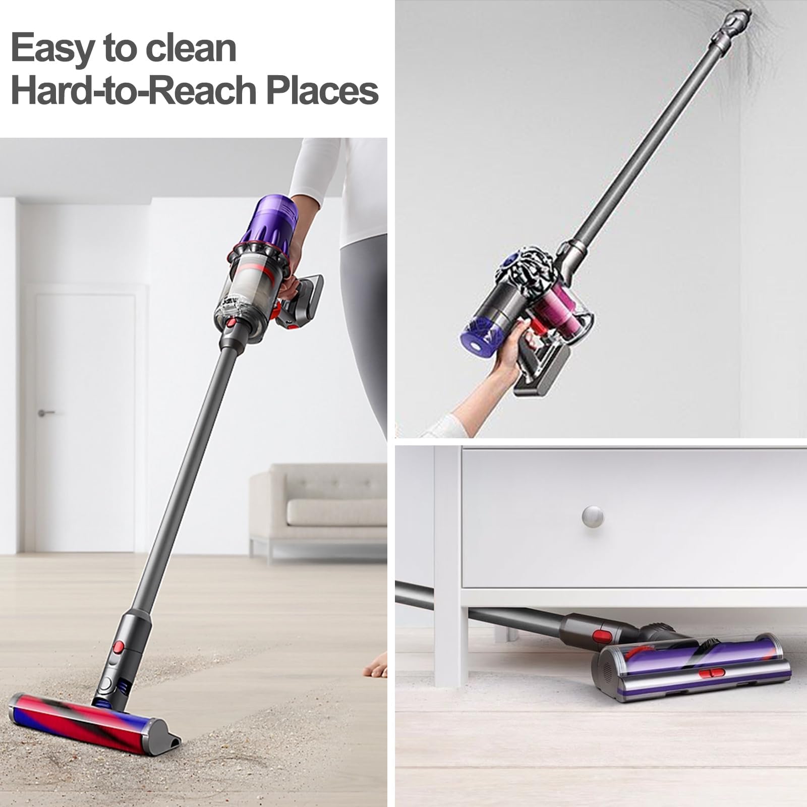 RUKHOOL lightweight aluminum ABS wand reduces strain during cleaning sessions
