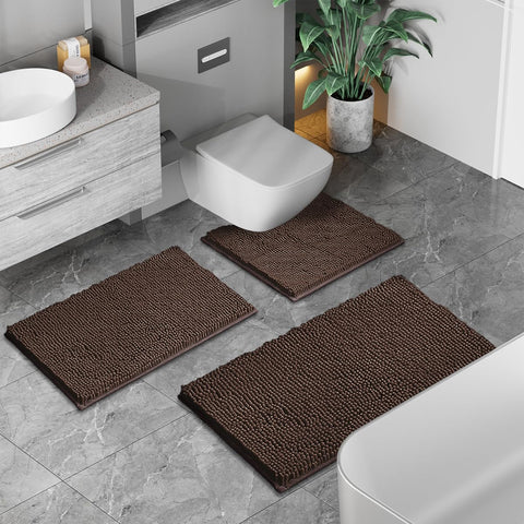 RUN HELIX bath rug set U-shape 20x20 with non-slip backing for safety.