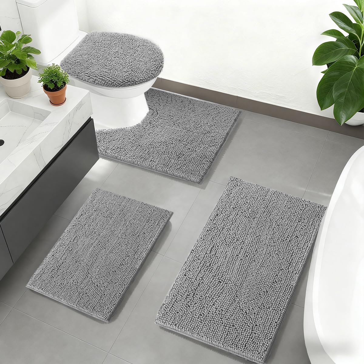 RUN HELIX small bath rug provides plush warmth for chilly bathroom floors.