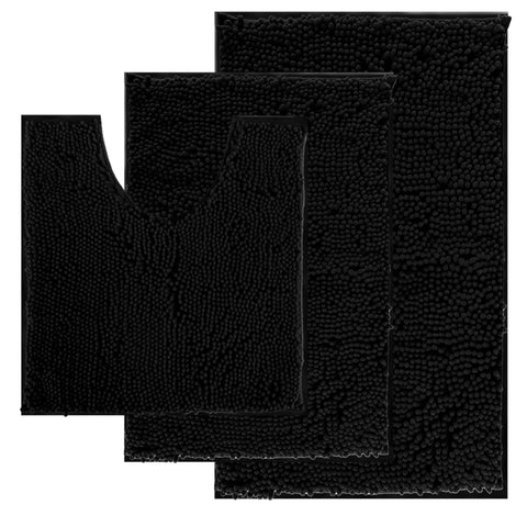 Run Helix black 16x24 small rug closeup of plush chenille fibers for soft feet.