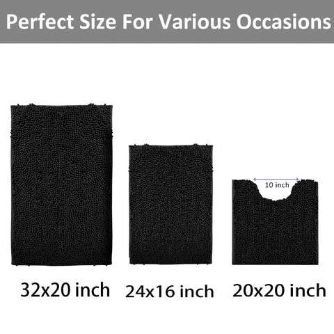 Run Helix black U-shape 20x20 rug from top view showing anti-slip backing.