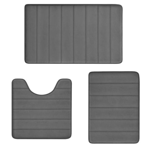 RUN HELIX grey bathroom rug memory foam top view showing cloud-soft comfort underfoot
