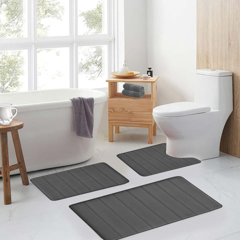 RUN HELIX grey rug U-shape toilet rug design saves on cold bathroom floors