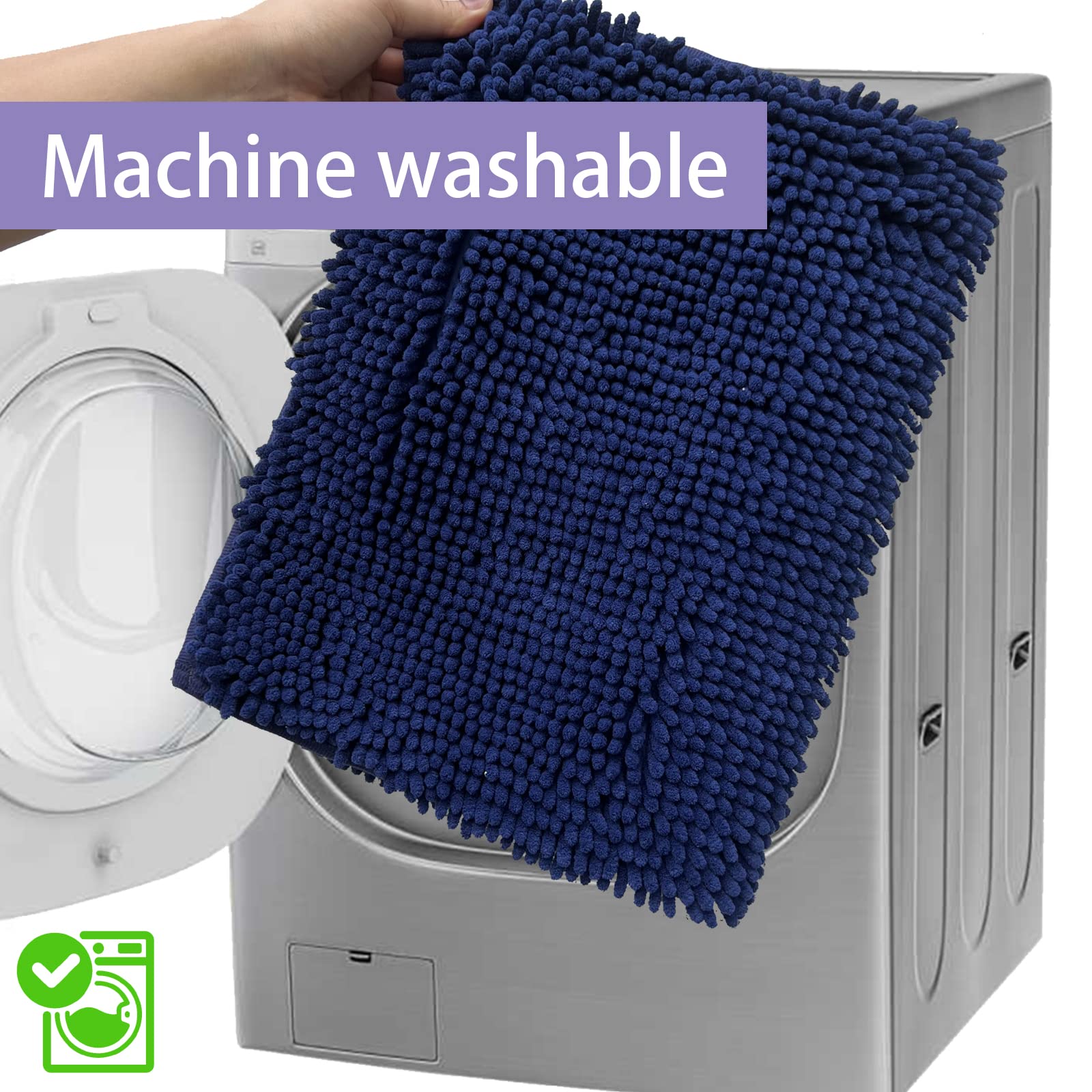 RUN HELIX Indigo Blue non-slip backing secures mats on slippery surfaces.
