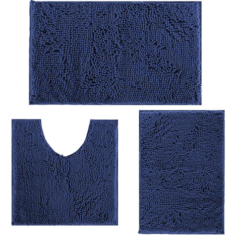 RUN HELIX Indigo Blue small bathroom rug offering cozy, quick-dry comfort for cold floors.