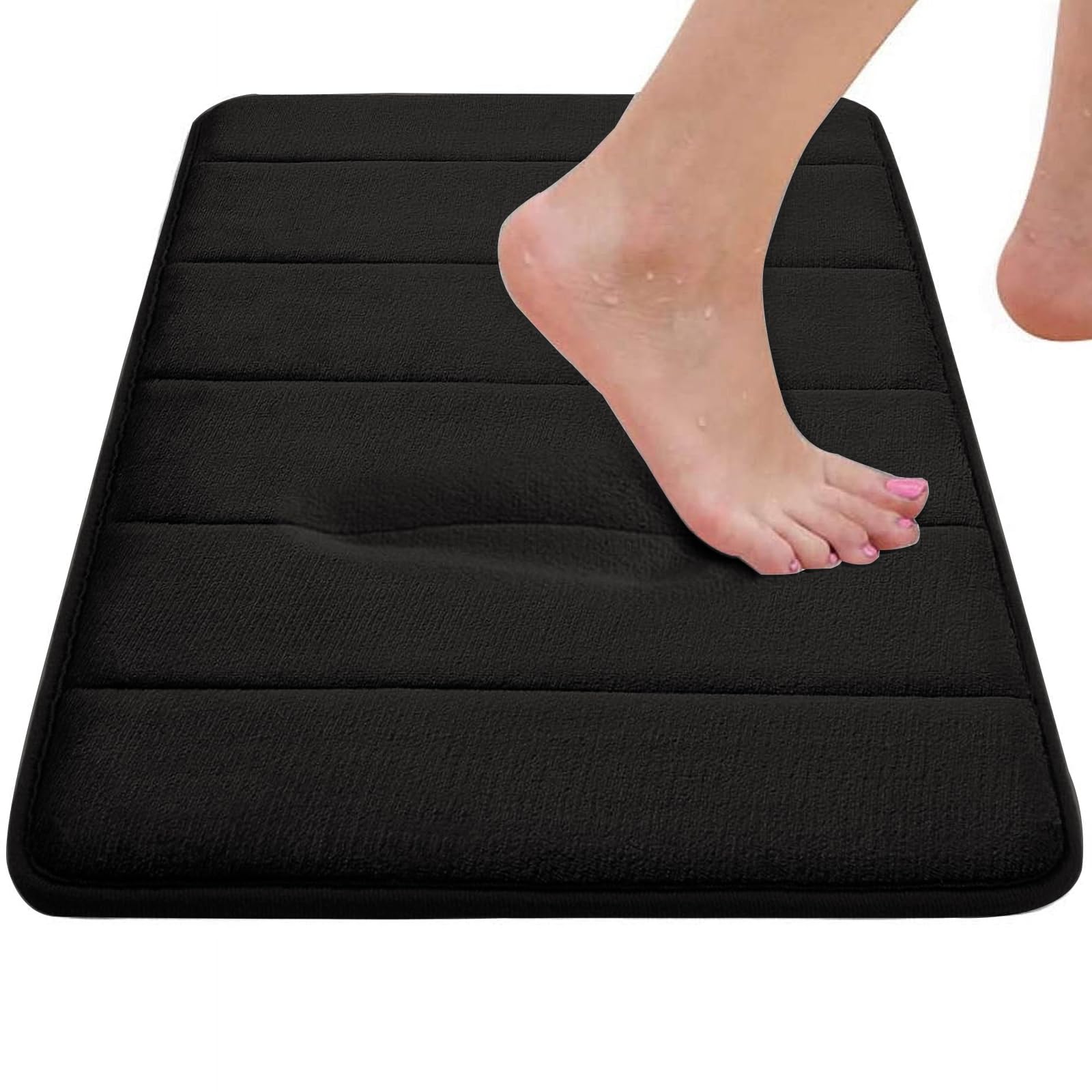 RUN HELIX memory foam bath mat close-up shows soft texture and plush surface
