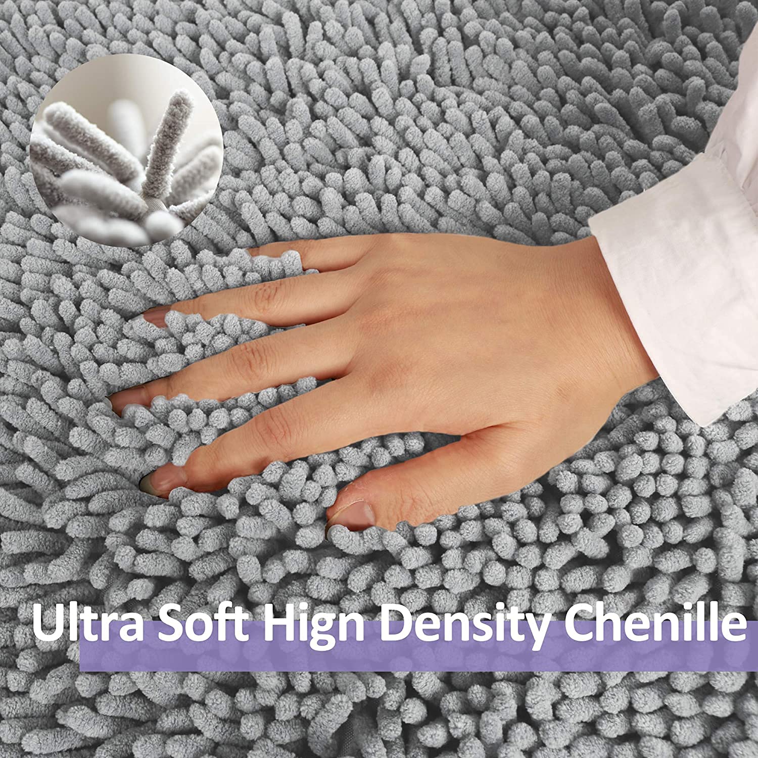 Three-layer construction with microfiber pile absorbs water quickly.