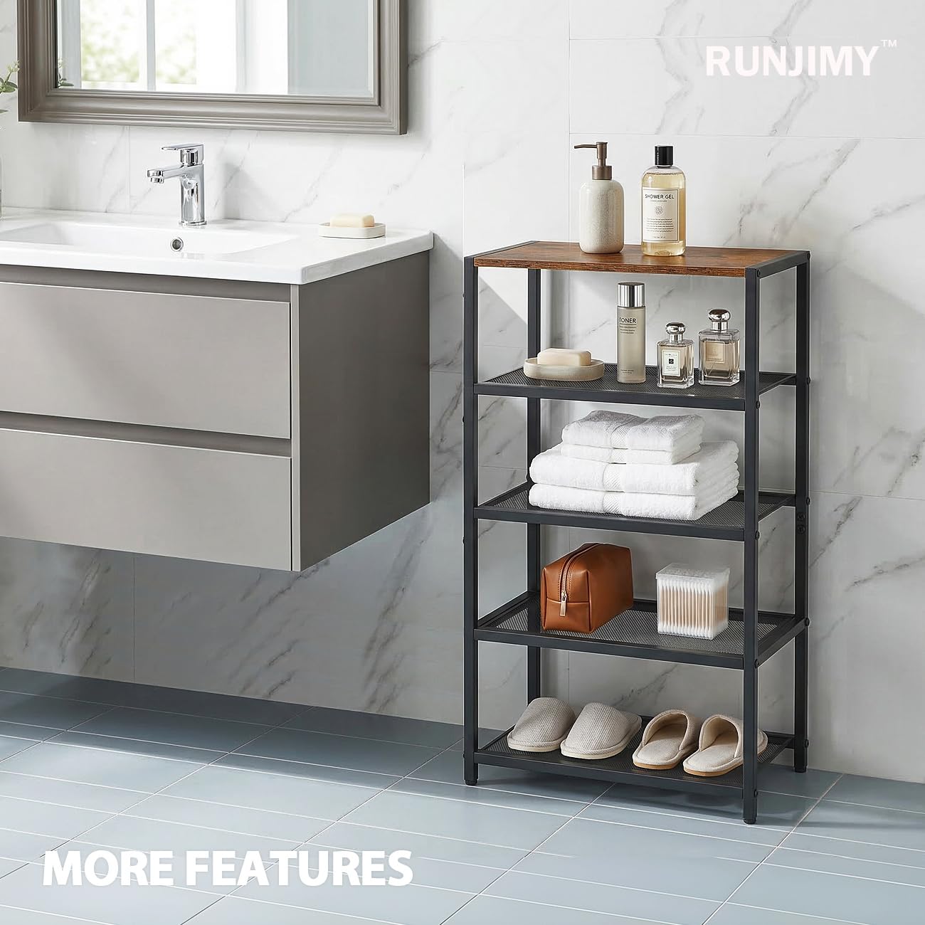 RUNJIMY narrow shoe rack entryway display area keeps footwear neatly organized.
