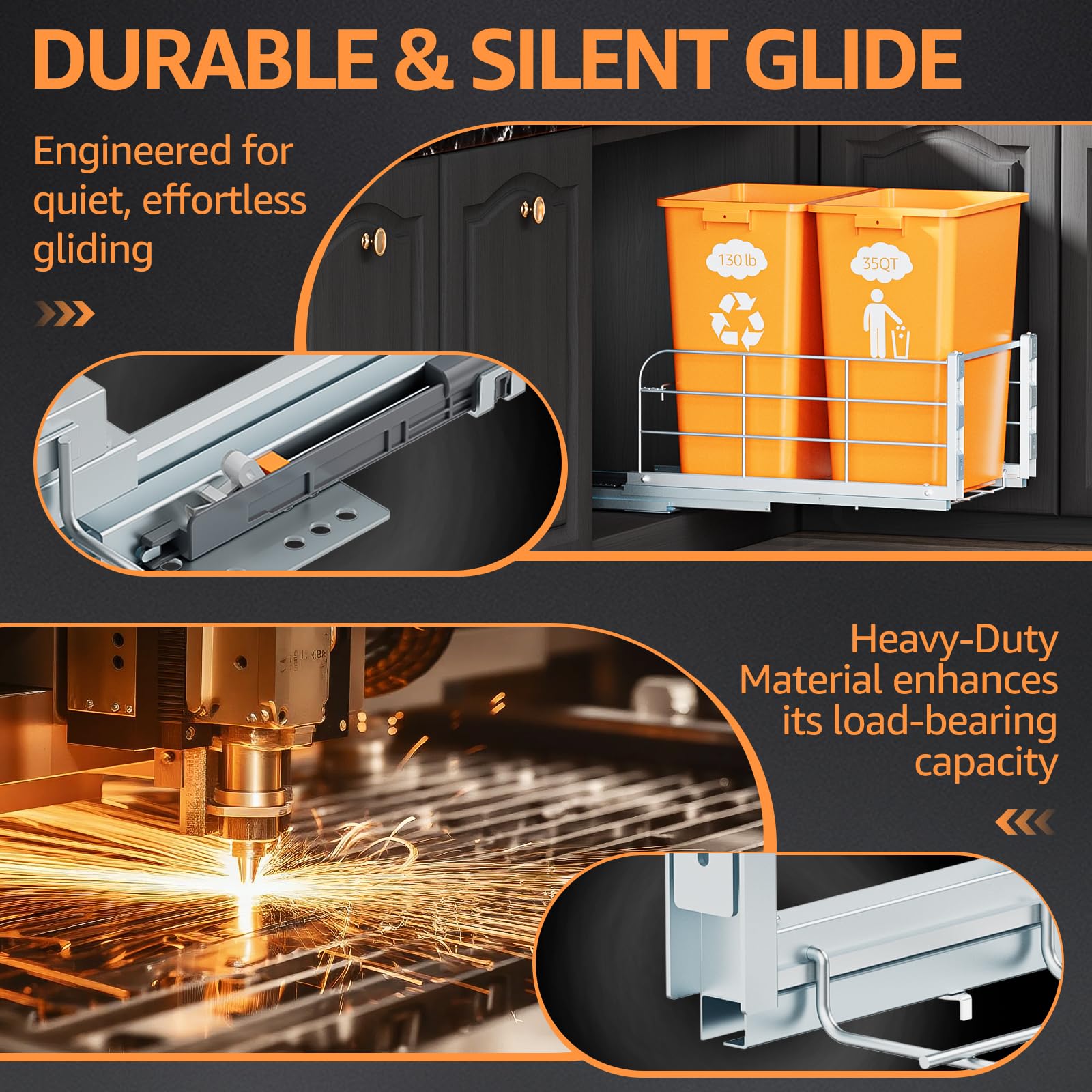 RUNMI cabinet footprint 14.5W x 21.6D fits tight under-sink spaces.