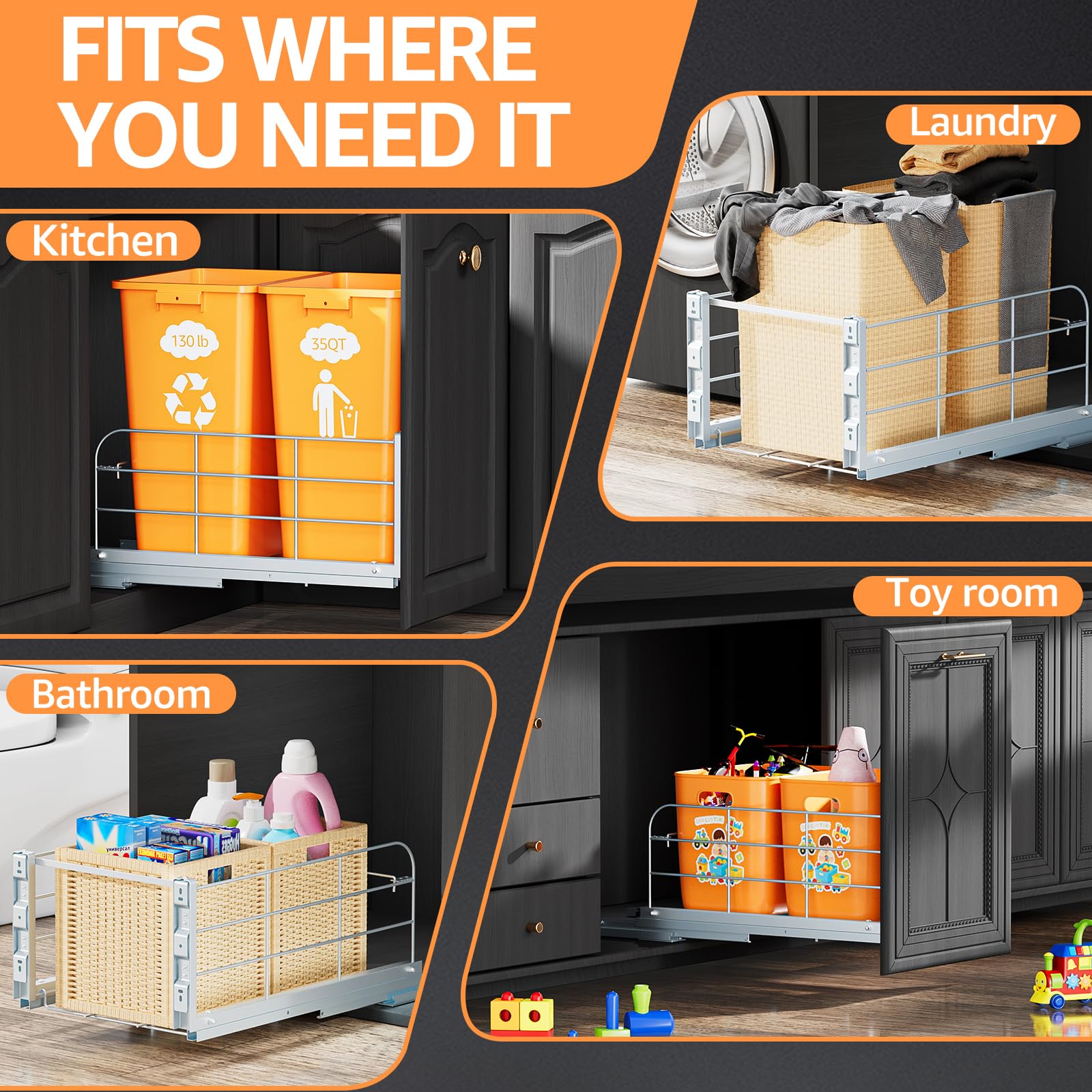 RUNMI kitchen organizer enables efficient waste sorting and cleanup.