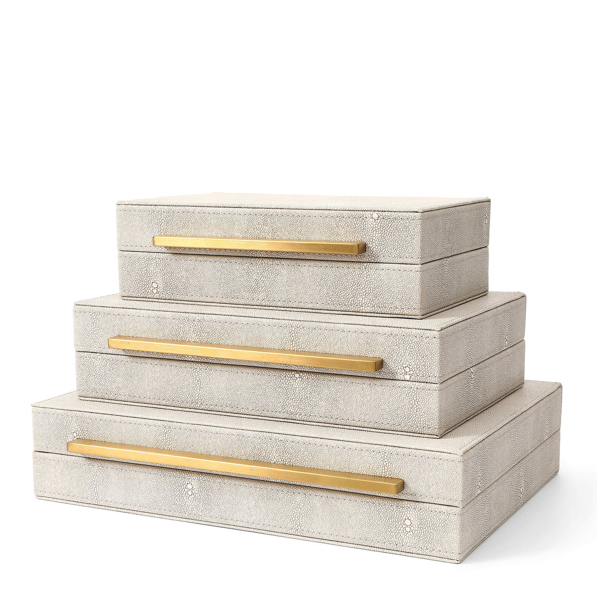 RUNYAO Kingflux decorative boxes stacked neatly on a shelf for organized storage.