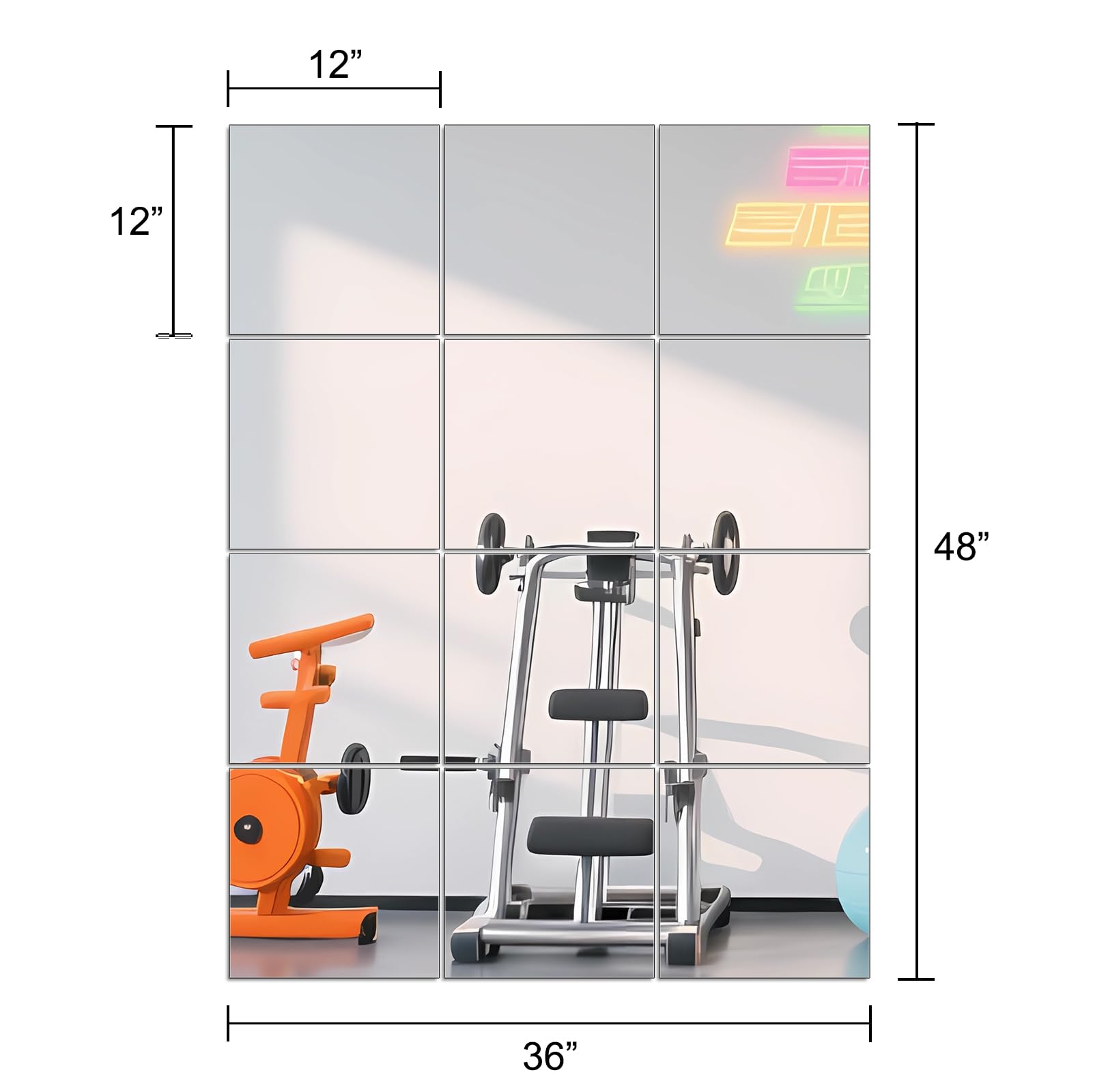Ruomeng DIY gym grid mirrors workouts with clear, motivating reflections.