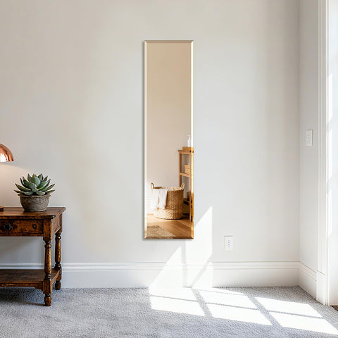 Ruomeng frameless full-length mirror with beveled edge for elegant wall decor