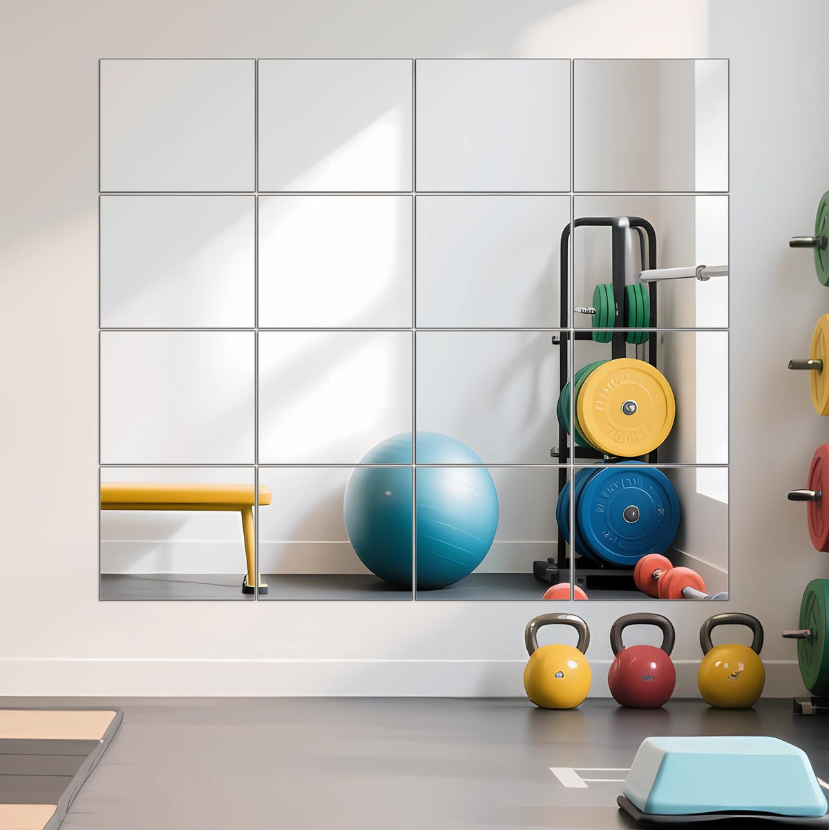 Ruomeng 14x12 inch frameless mirror tile for clearer workout reflections