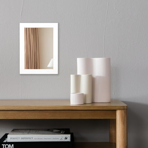 Ruomeng 12x16 white frame mirror above a dresser for vanity use
