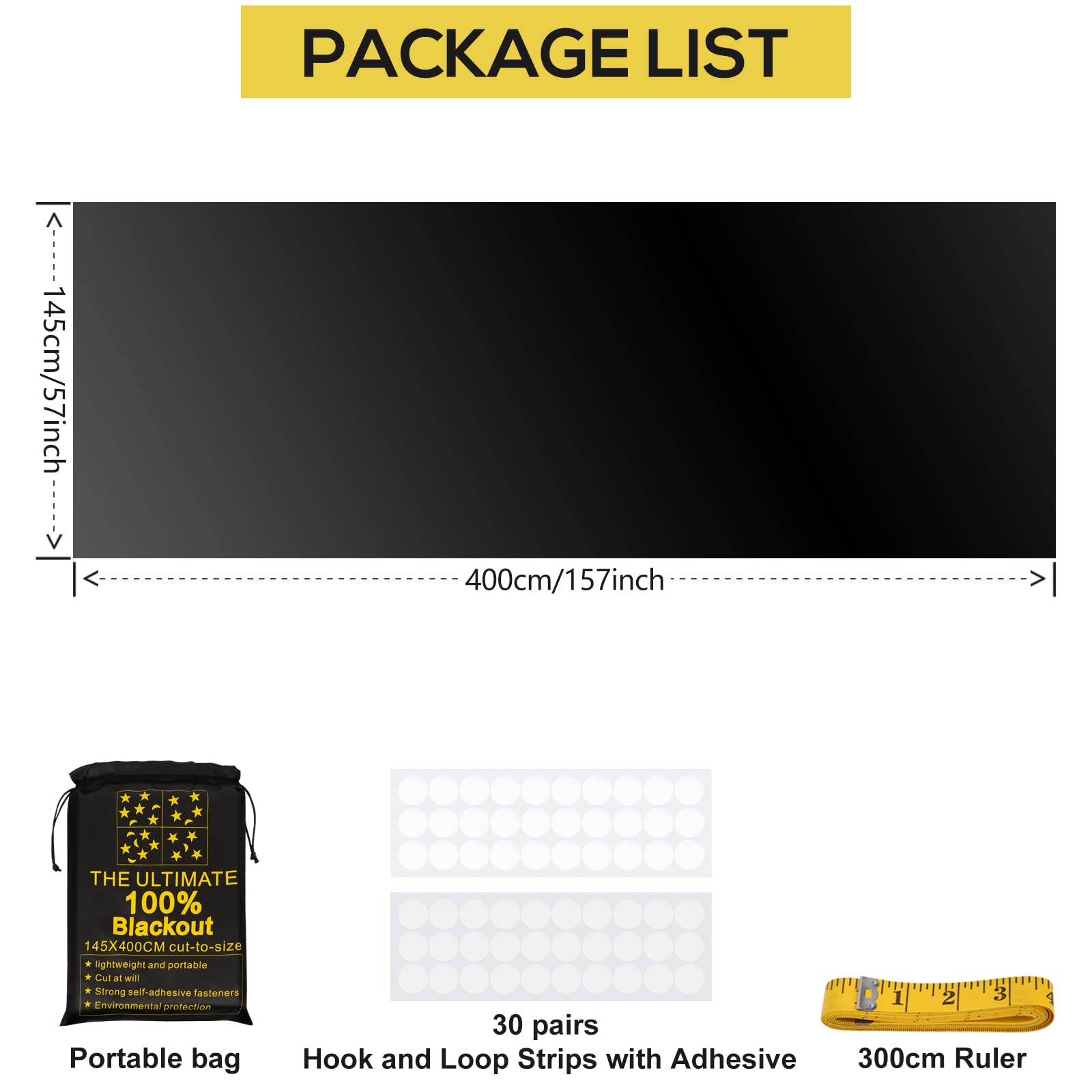 RUseeN portable blackout shades with tapes for quick, easy installation.