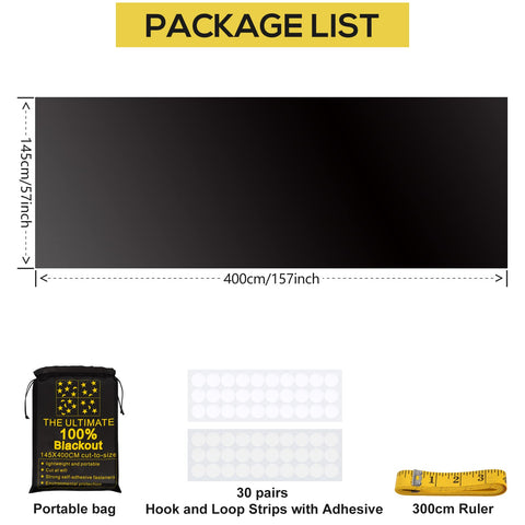 RUseeN portable blackout shades with tapes for quick, easy installation.