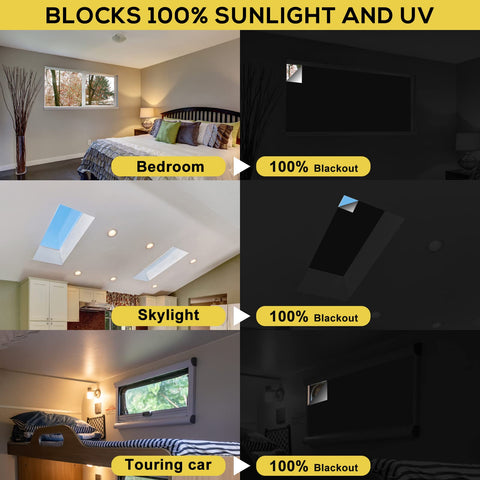 RUseeN portable blackout shades unfolded on a window for complete light blocking.