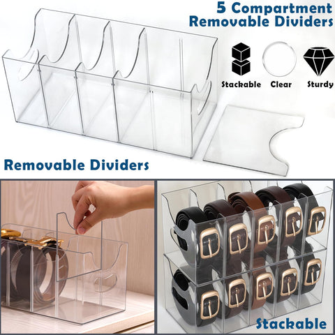Rusnugic belt organizer removable dividers offer flexible storage for accessories.