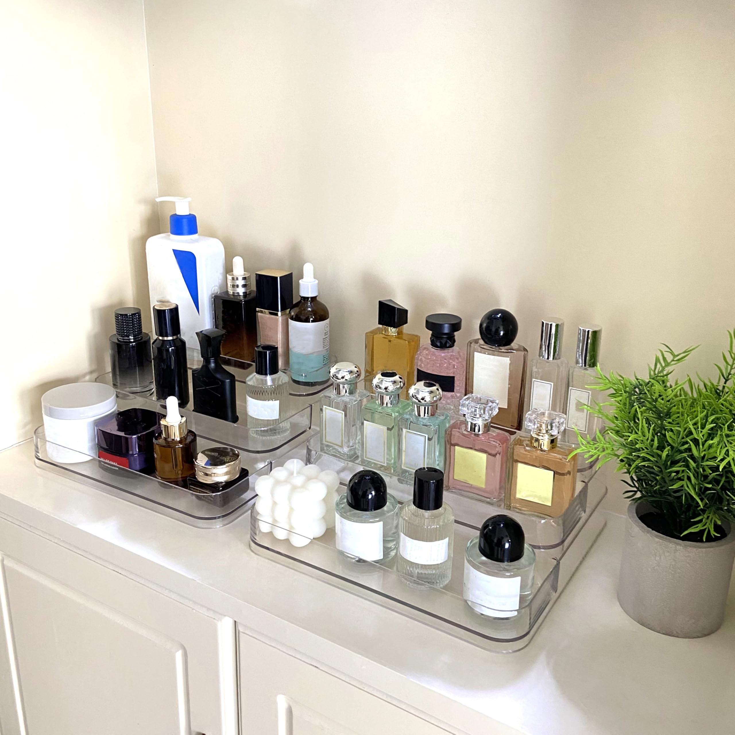 Rusnugic clear acrylic shelf stores spices in compact, mess-free kitchen organization.
