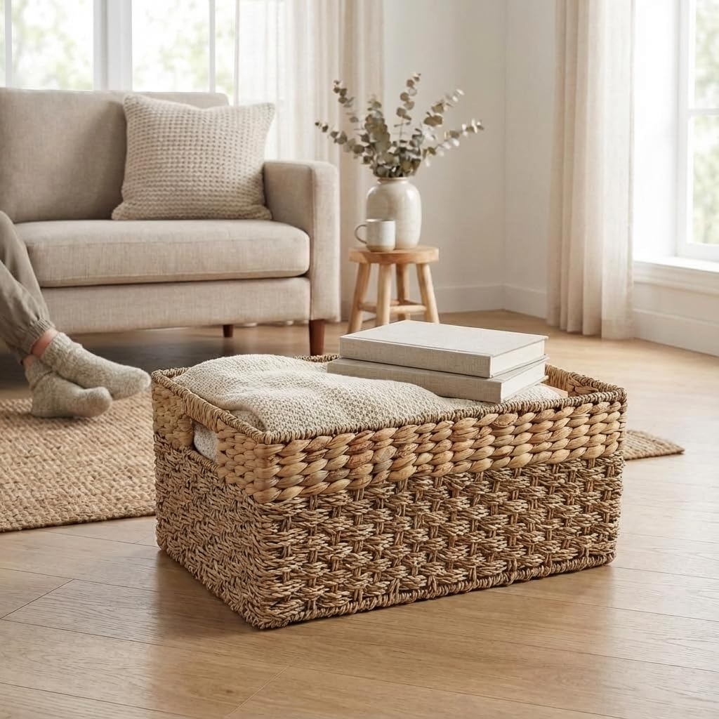 Rustic Home Resources natural seagrass tone complements rustic and coastal decor