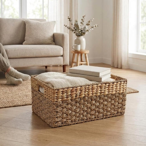 Rustic Home Resources natural seagrass tone complements rustic and coastal decor
