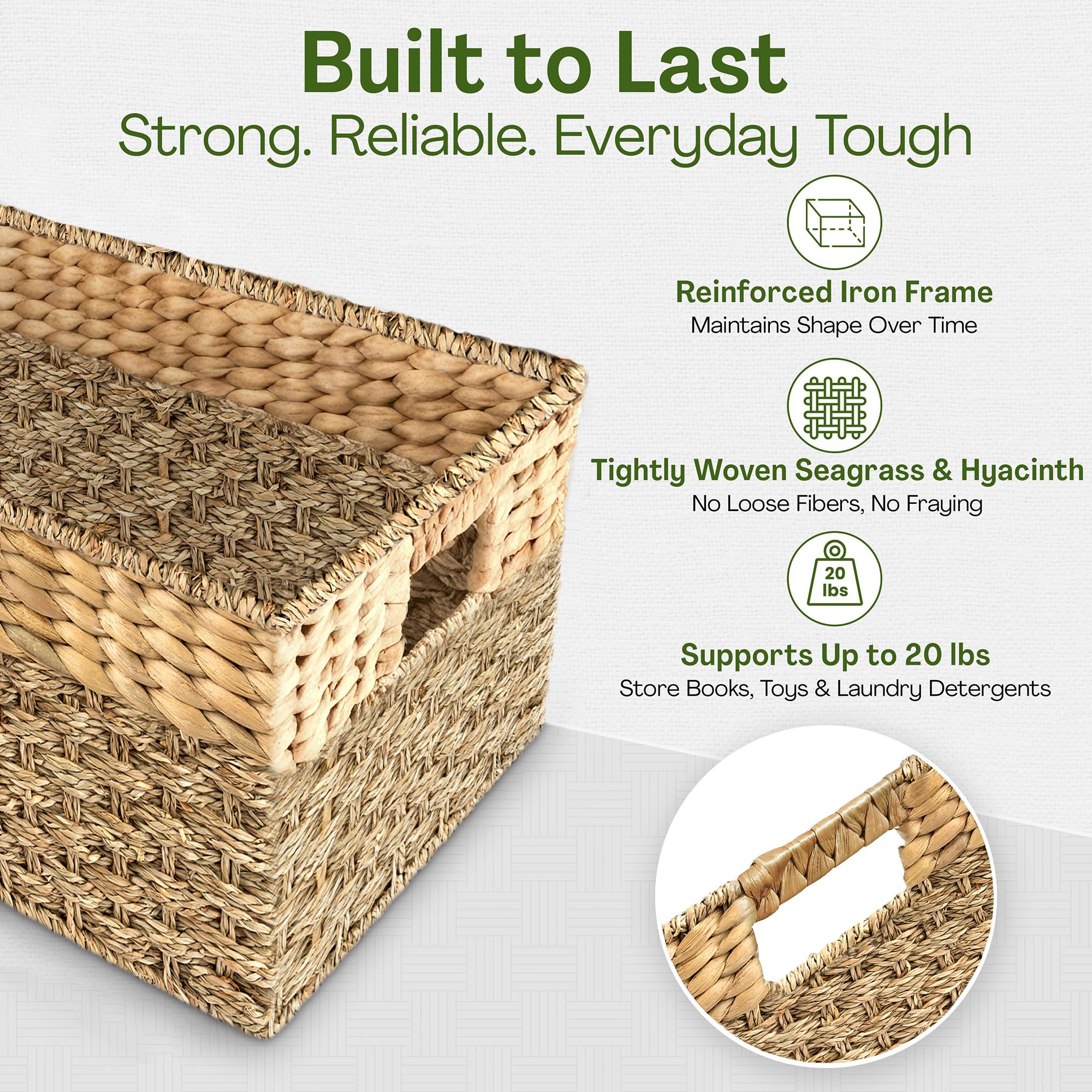 Rustic Home Resources front-facing basket on a shelf fits 18-inch storage