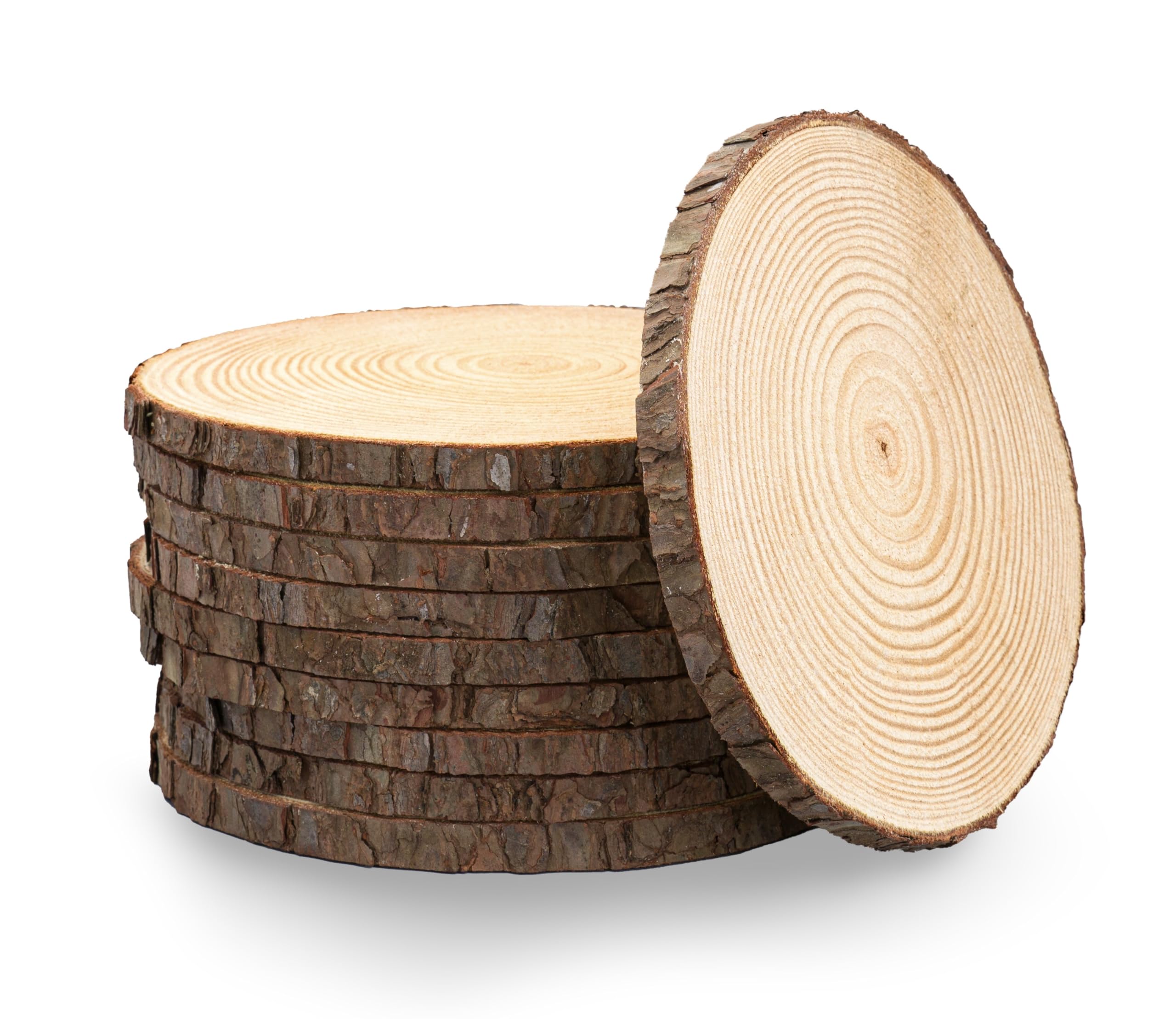 Rustic Wood Slices Inc. medium centerpiece set 9-11 inch for elegant weddings.