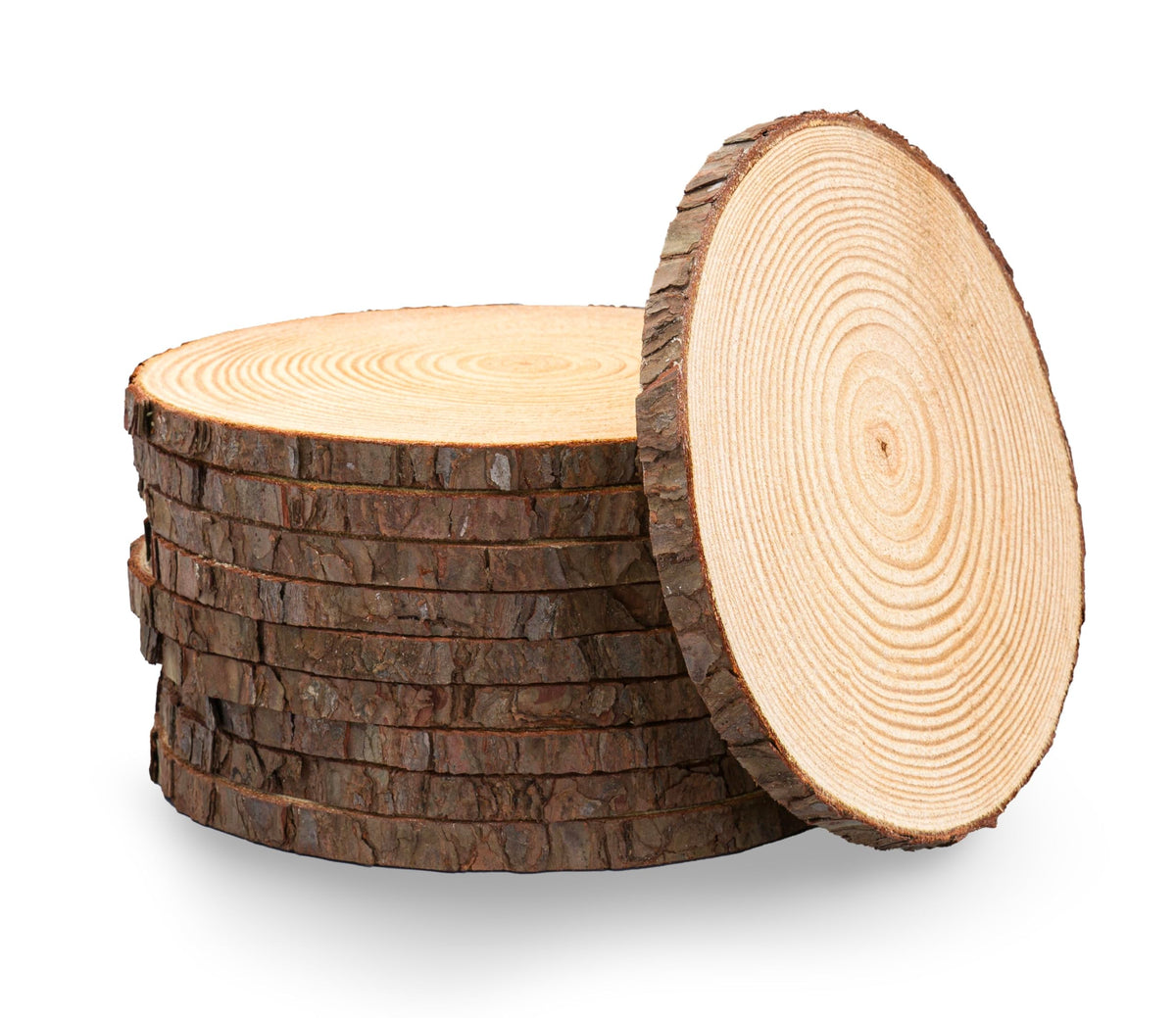 Rustic Wood Slices Inc. medium centerpiece set 9-11 inch for elegant weddings.