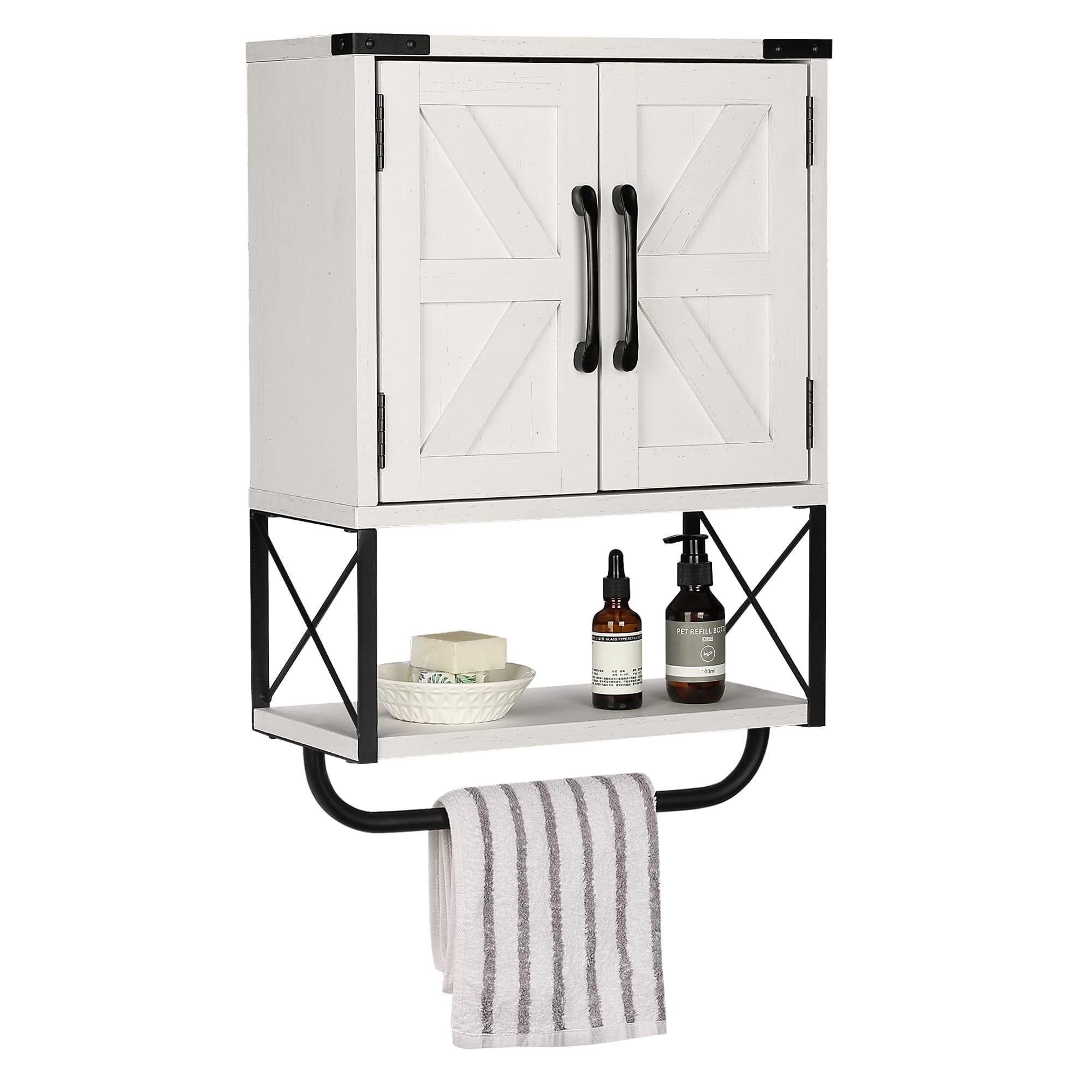 RUSTOWN Farmhouse cabinet with two barn doors for stylish bathroom organization