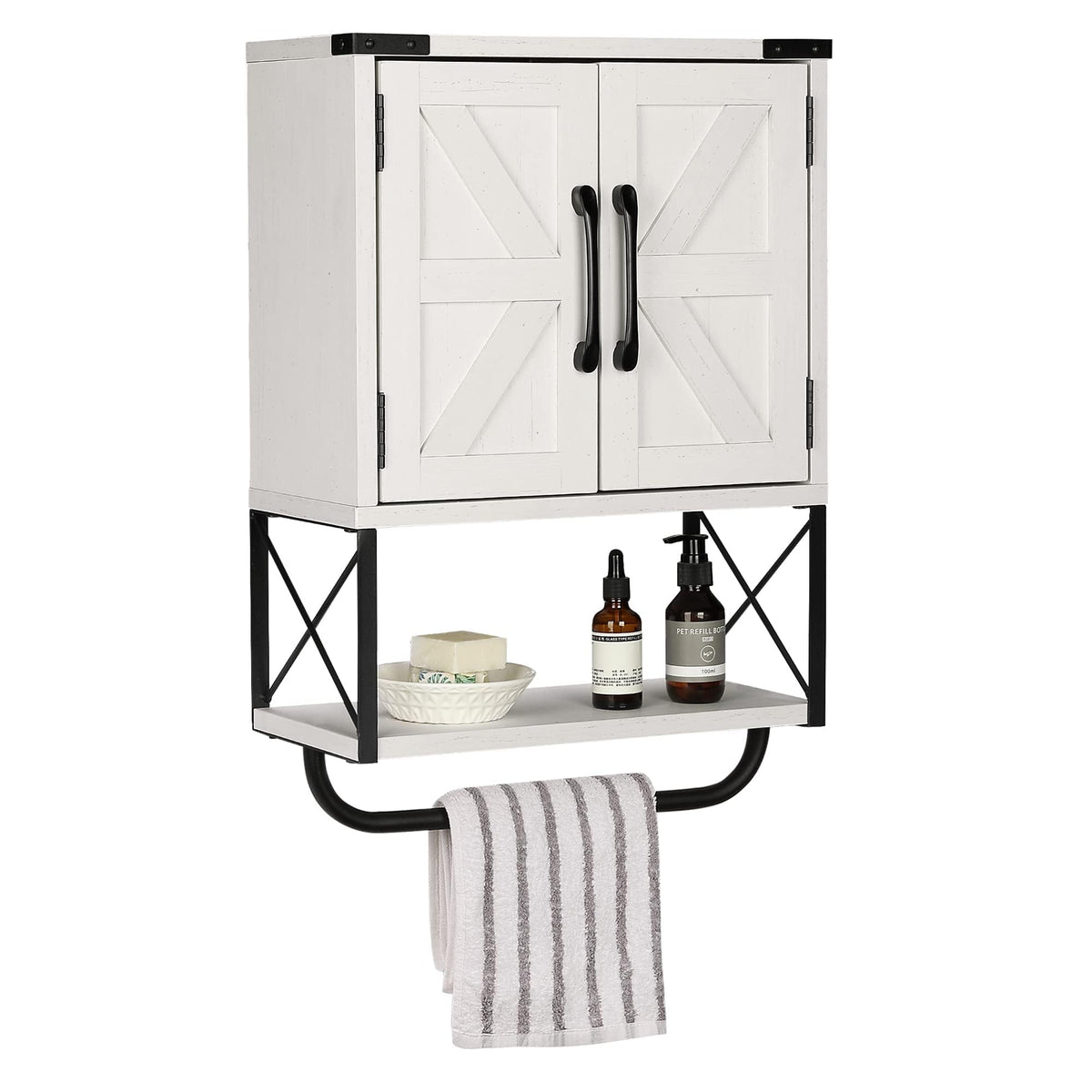 RUSTOWN Farmhouse cabinet with two barn doors for stylish bathroom organization