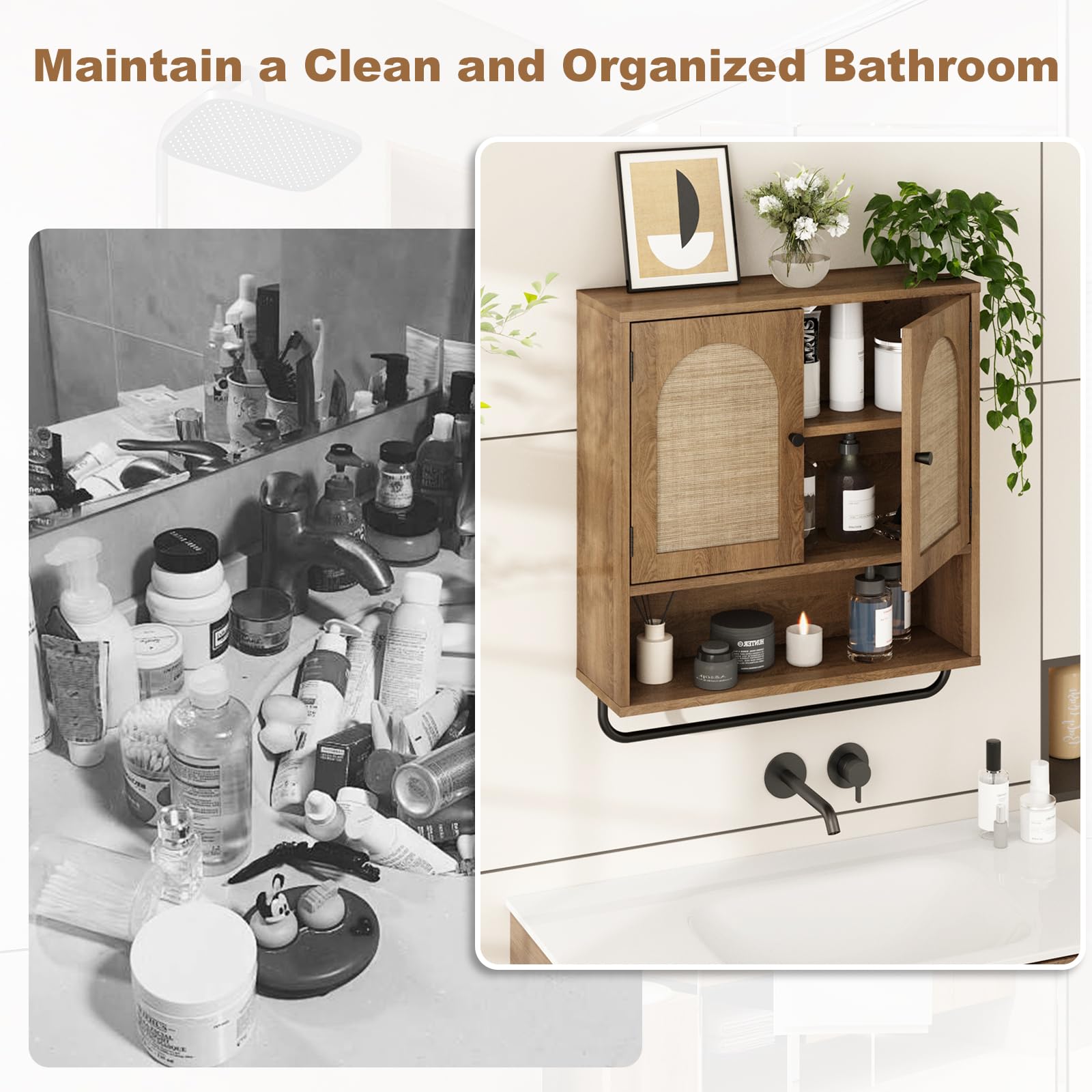 RUSTOWN versatile wall cabinet for kitchen, laundry, or living rooms.
