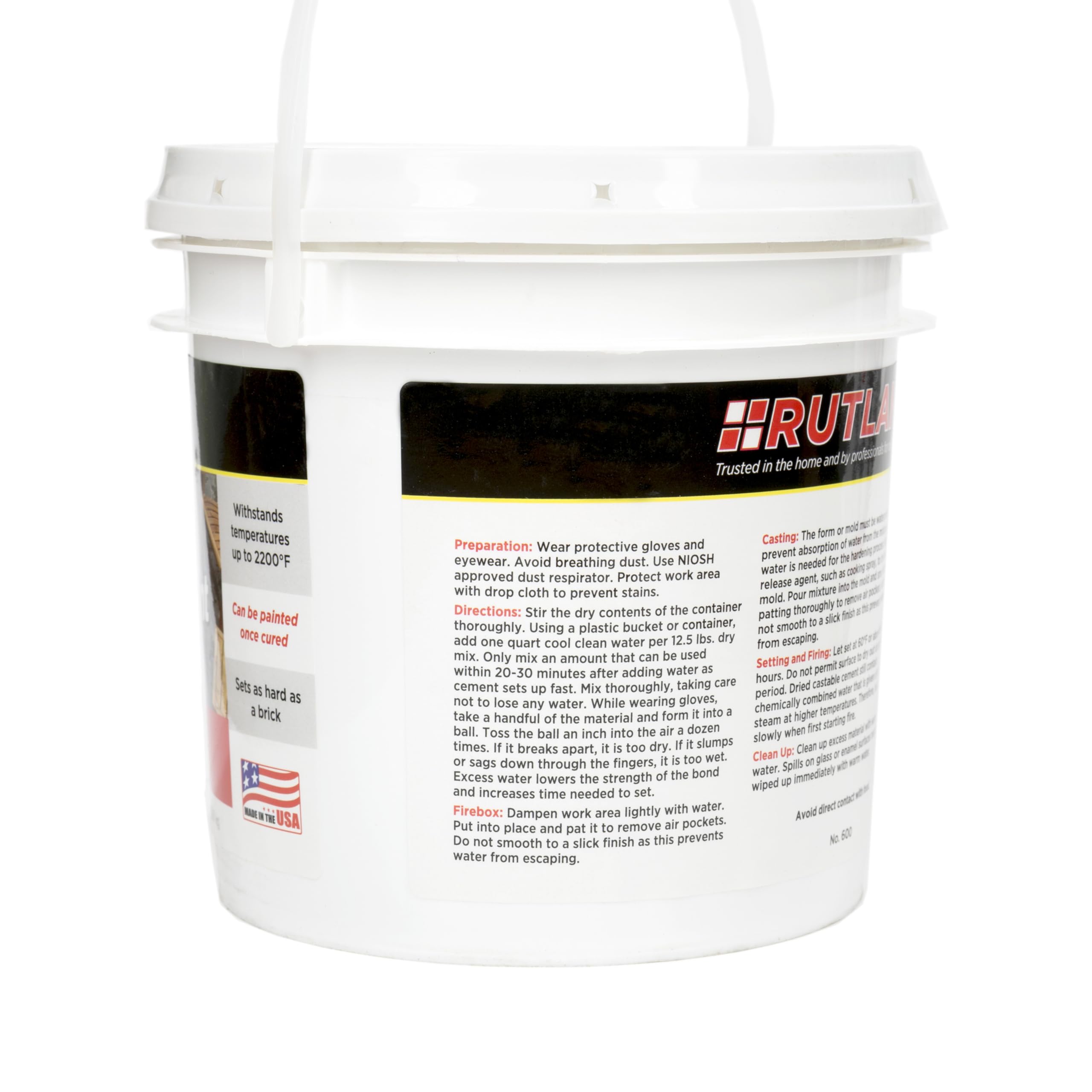 Rutland Castable Refractory Cement suitable for interior and exterior high-temperature use