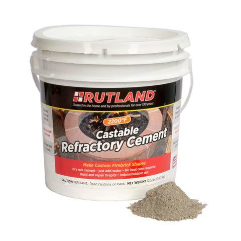 Rutland Castable Refractory Cement package ready for high-temp fireplace repairs