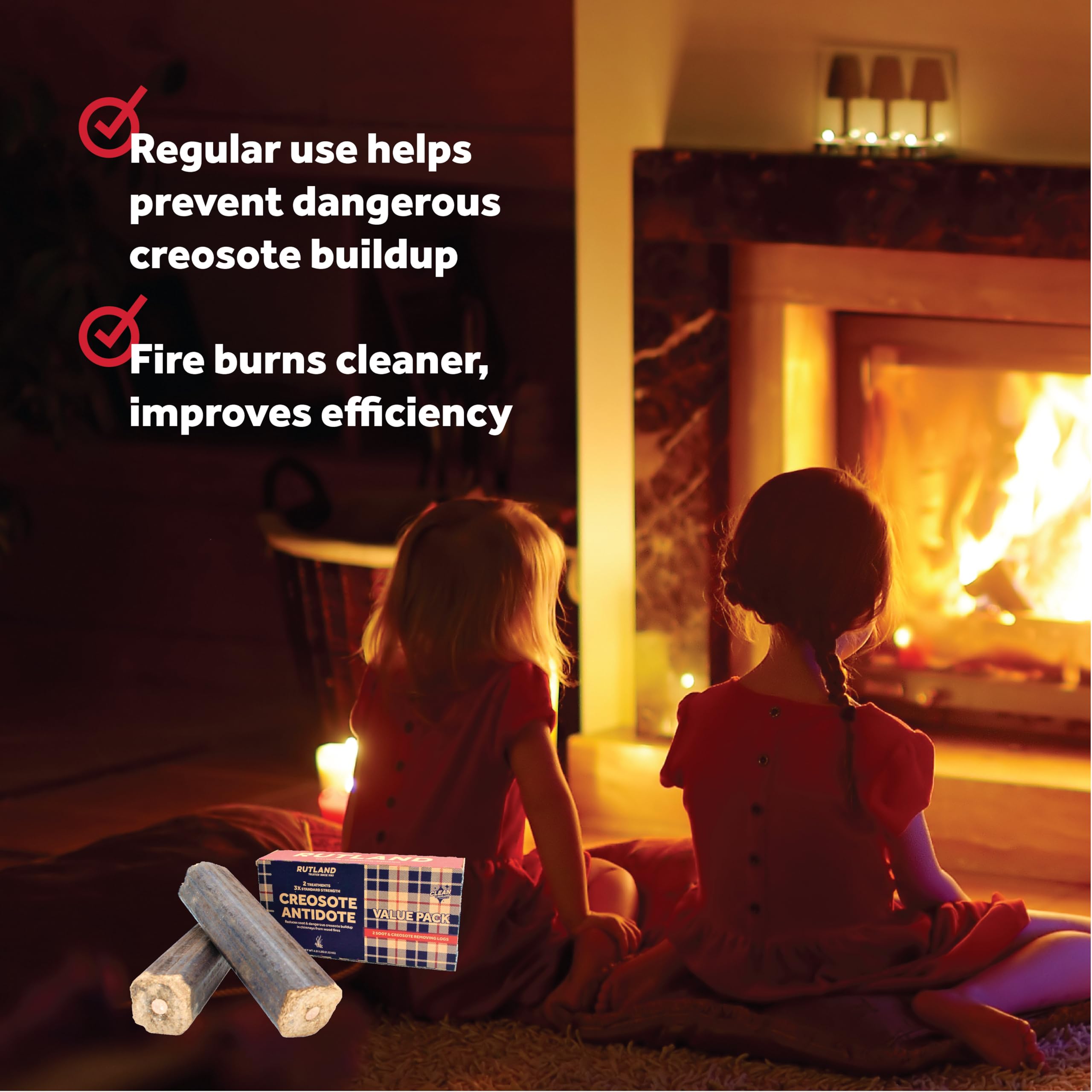 Rutland Creosote Antidote converts creosote to ash for easier cleanup.