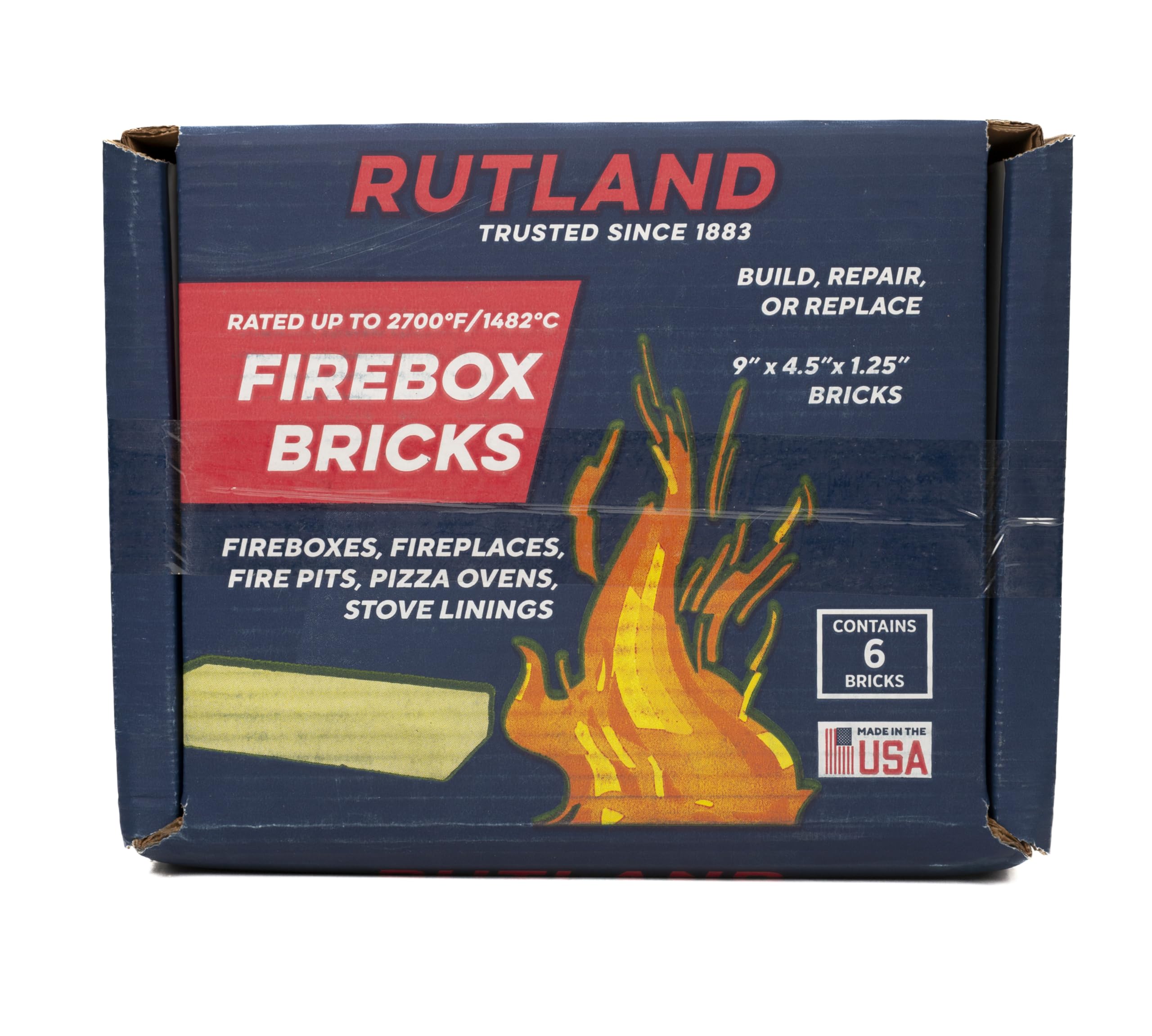 Rutland Fire Bricks suitable for wood stoves, fireplaces, and pizza ovens.