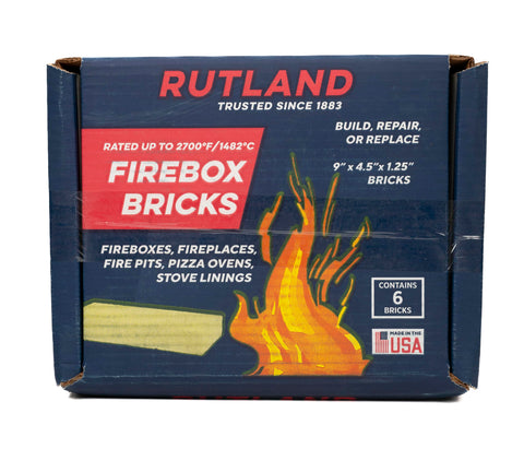 Rutland Fire Bricks suitable for wood stoves, fireplaces, and pizza ovens.