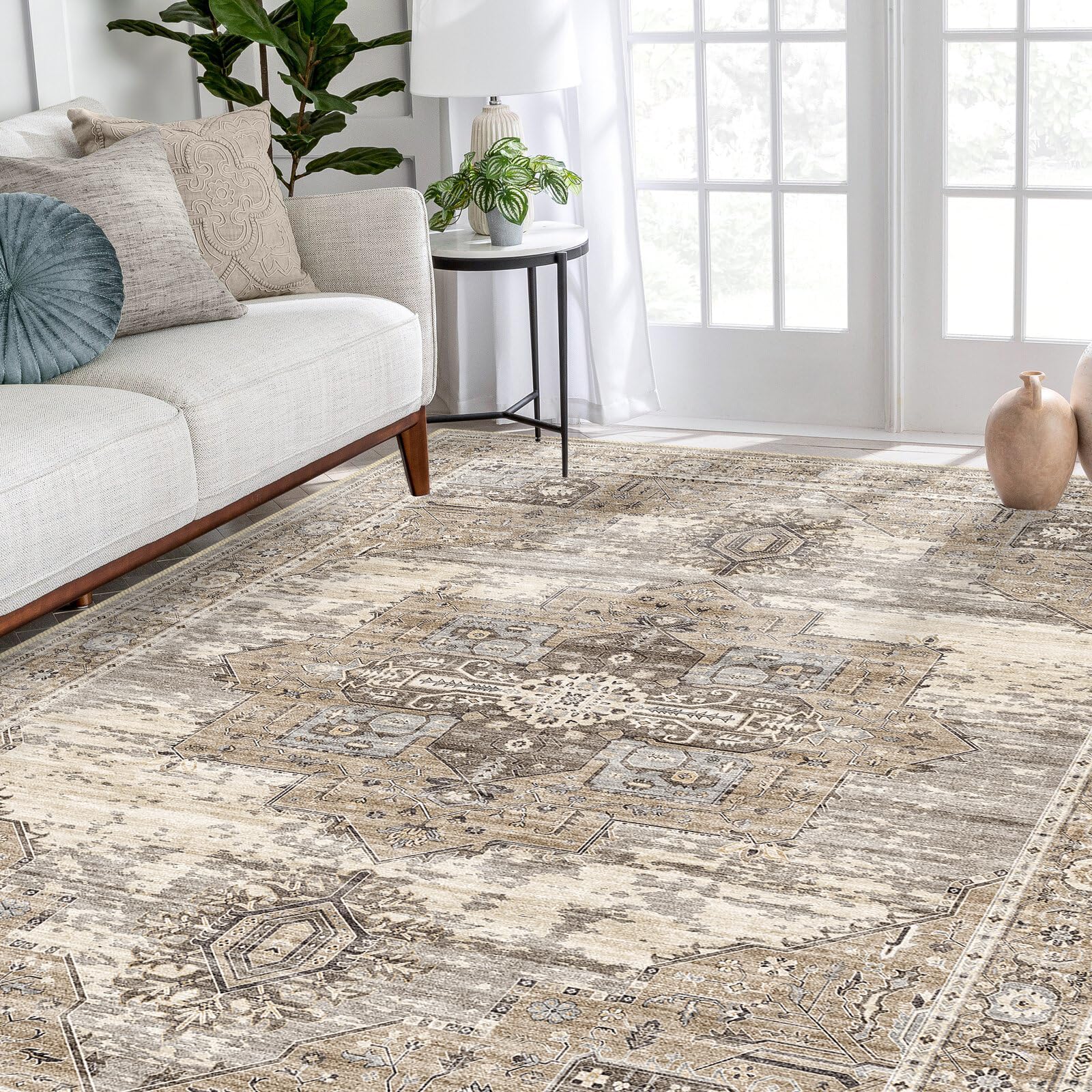 RUUGME easy-care maintenance area rug beige for busy homes