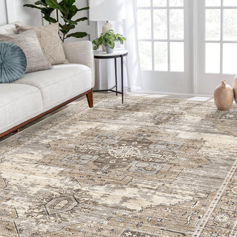 RUUGME easy-care maintenance area rug beige for busy homes