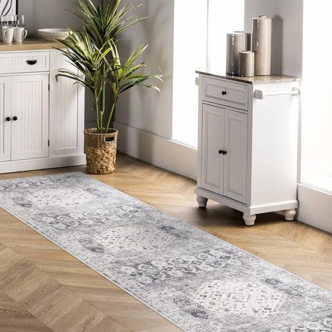 RUUGME hall runner 2'6x12 grey pattern detail boosts decor