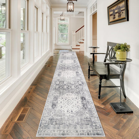 RUUGME hallway runner rug 2'6x12 grey close-up texture for entryways